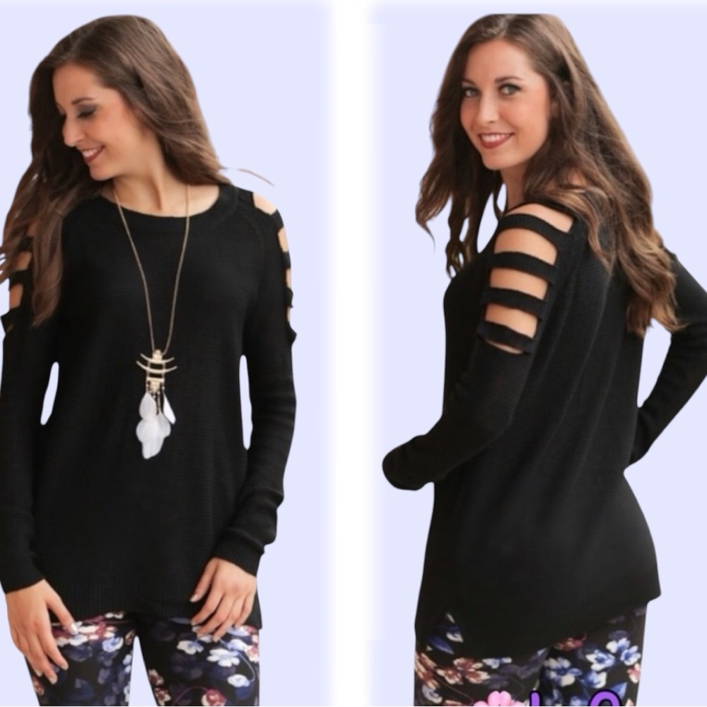 🛑LAST-1 🆕 Black Cut-Out Shoulder Sweater,. NEW✔️
[C2]